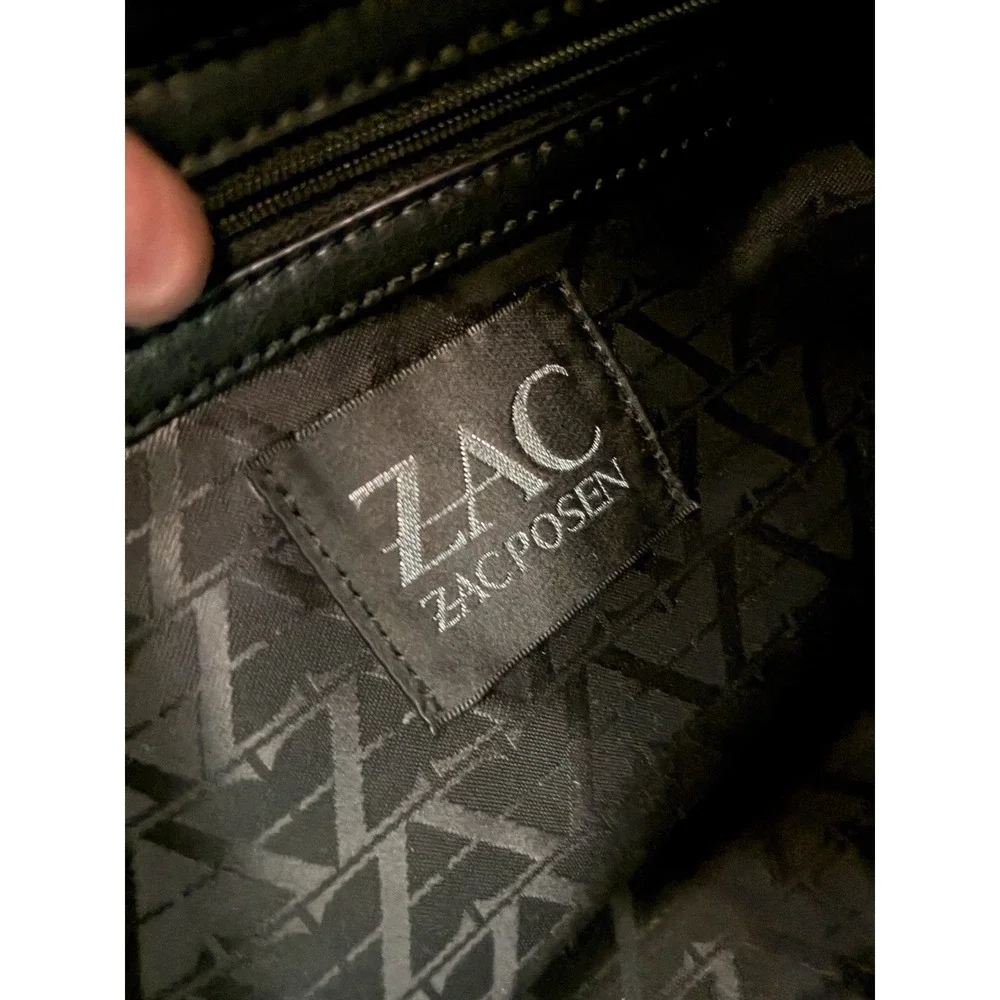 ZAC Zac Posen Eartha Black Leather Satchel Crossbody Bag Gold Dust Bag